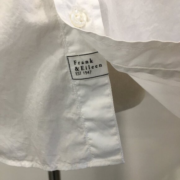FRANK & EILEEN White Long Sleeve Italian Cotton Relaxed Fit Hi Low Button Shirt - Picture 5 of 16